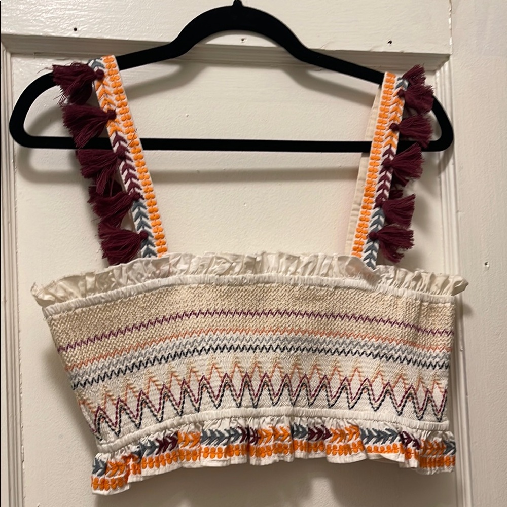 Tularosa Smocked Fringe Crop Top - Size L